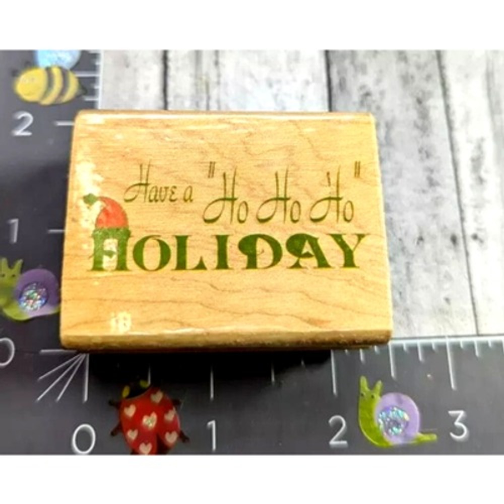 Canadian Maple Have A Ho Ho Ho Holiday Rubber Stamp Wood #B95